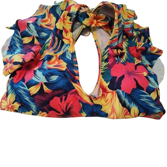 Sporlike 2 pc Bikini Set Padded Women Size S Colorful Yellow Tropical - Picture 2 of 11